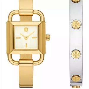 Tory Burch Women's Phipps Gold-Tone Stainless Steel Bracelet Watch 22mm Set